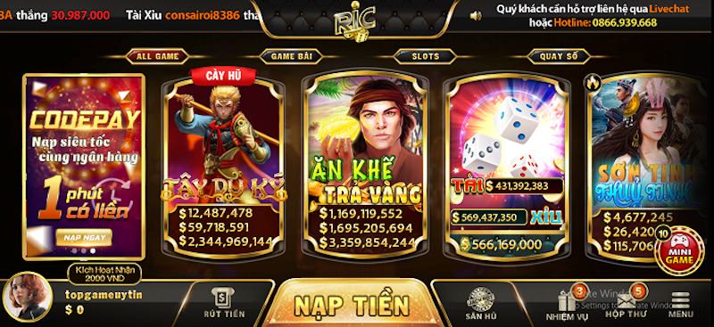 RicWin: Game bài đổi thưởng uy tín dành cho nhà giàu 3 Những tựa game cực hot đang được RicWin cung cấp